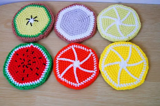 sous-verre fruité en crochet